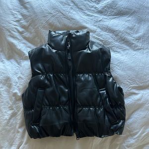 black leather vest